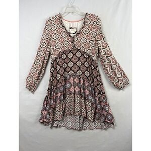 Anthropologie Dress Women S Brown Prairie Ruffle Tiered Boho High Low